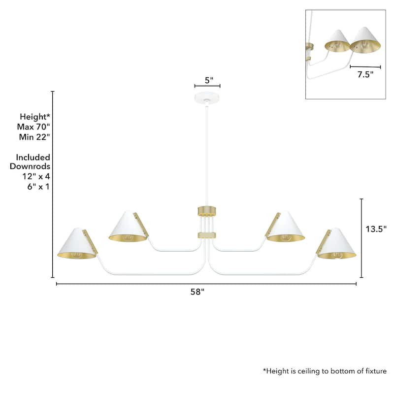 Hunter Grove Isle 4-Light Linear Chandelier - Dining Room, Kitchen Island - Mid-Century Modern, Minimalist