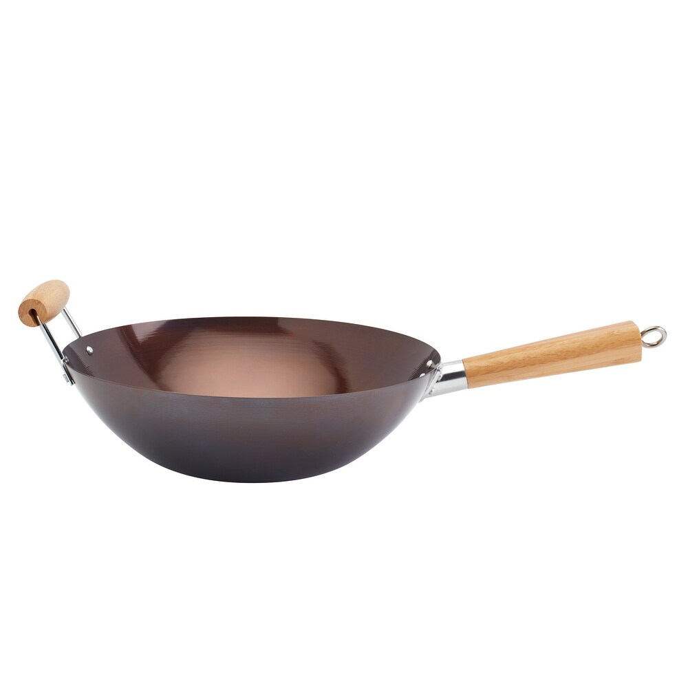 Classic 32cm Wok with Silicone Lid, Long handle, Short counter handle