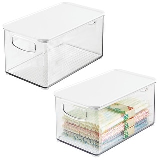 mDesign Plastic Kitchen Food Storage Bin with Handles, Lid, 2 Pack - 10 ...