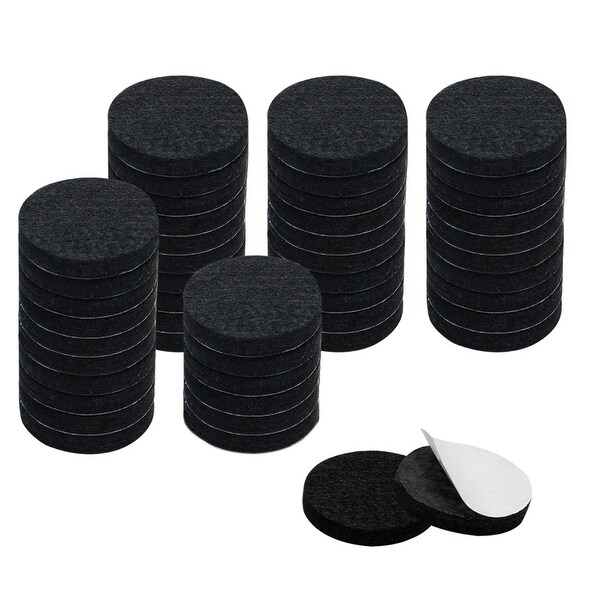 48pcs Furniture Felt Pads Round 1 5/8" Self-stick Non-slip Anti-scratch Pads for Cabinet Chair Feet Leg Protector Black