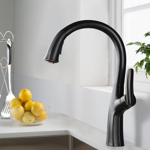 BATHLET Single Handle Pull Down Kitchen Faucet in Oil Rubbed Bronze