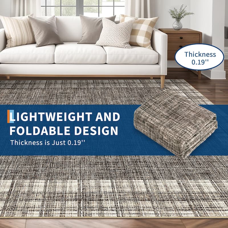 Garvee Linen Border Living Room Area Rug