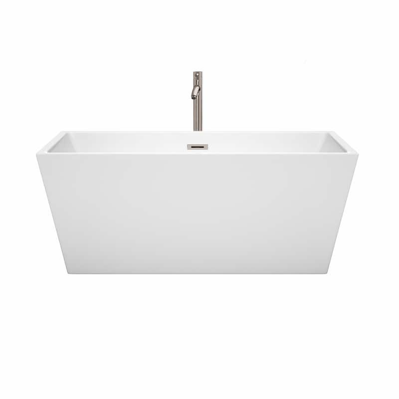 Wyndham Collection Sara 59-inch White Freestanding Soaking Bathtub