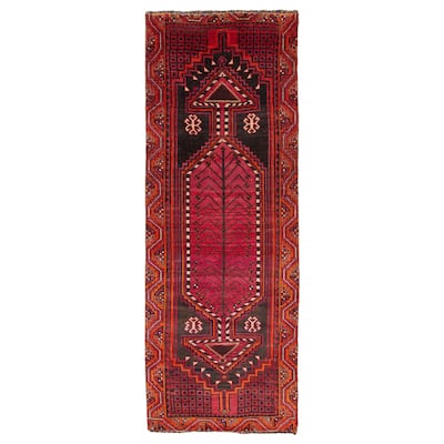 ECARPETGALLERY Hand-knotted Melis Vintage Burgundy Wool Rug - 3'7 x 10'1