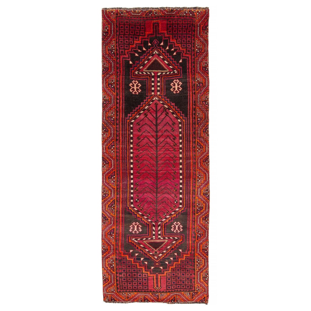 ECARPETGALLERY Hand-knotted Melis Vintage Burgundy Wool Rug - 3'7 x 10'1