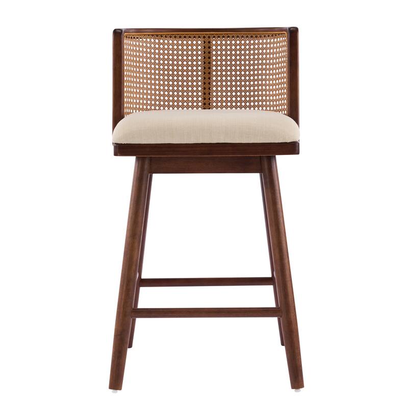 Roomfitters Talia Indoor Rubberwood Counter Stools with Rattan Back, Set of 2 - Set of 2