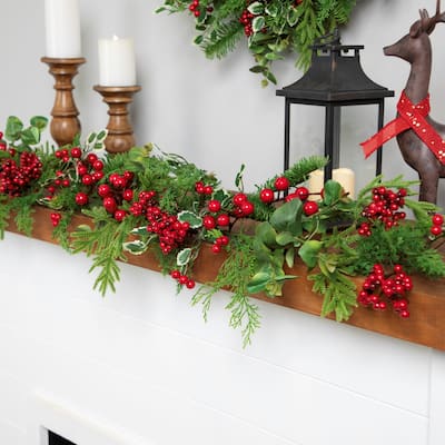 Mixed Pine, Cedar and Berries Artificial Christmas Garland - 5' - Unlit