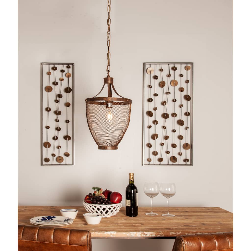 Brown Metal Vintage Pendant 20 x 12 x 12