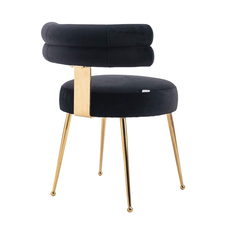 Velvet Upholstered Tubulous Side Dining Chair with Golden Legs(set of 2)