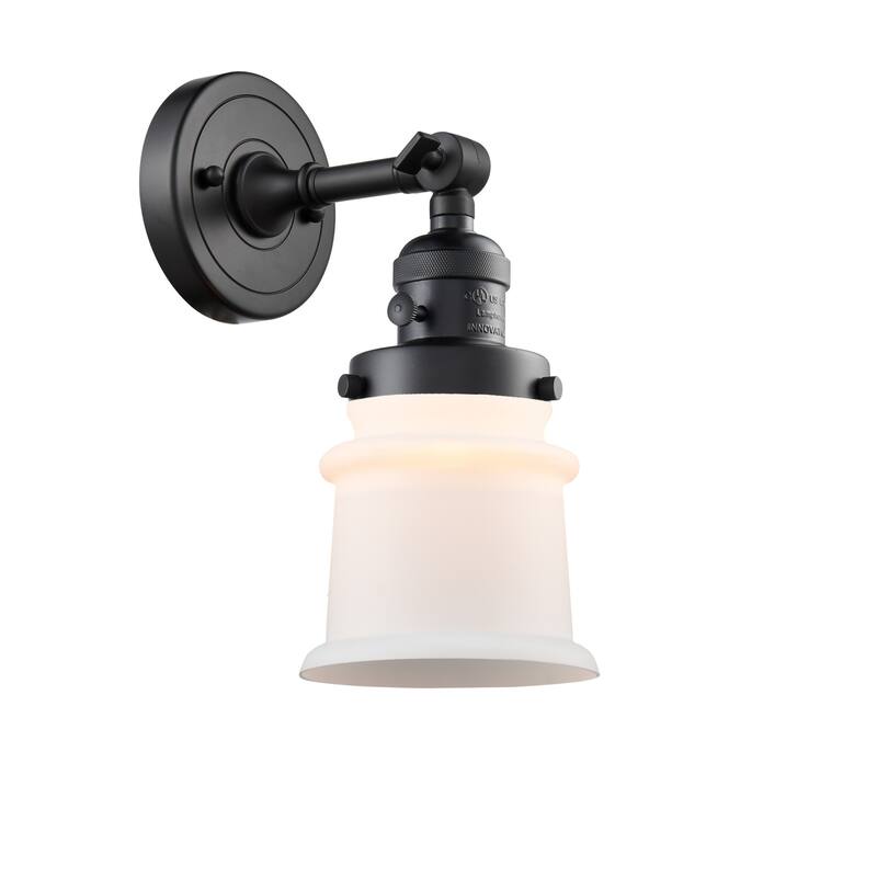 Innovations Lighting Small Canton Single Light 11" Tall Bathroom - Matte Black / Matte White