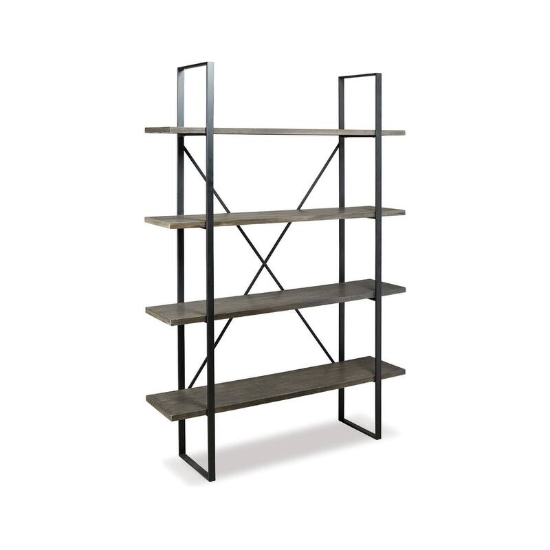 Signature Design by Ashley Macmillan Black and Grey Wood and Metal Bookcase