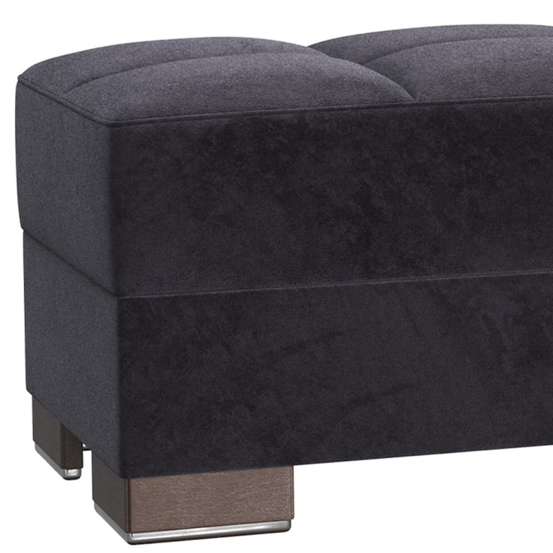 HomeRoots 52" Black and Brown Microfiber Tufted Storage Ottoman