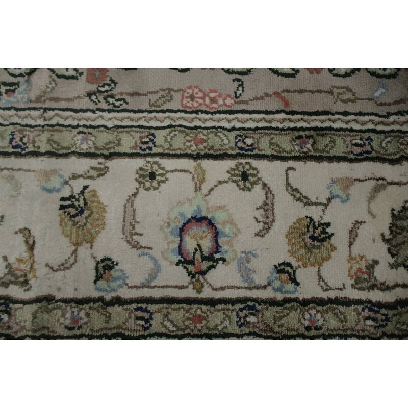 Hand Knotted Oriental Silk Carpet Traditional Floral Navy Blue & Blues Kashmar Area Rug - 7' 10'' X 5' 0''