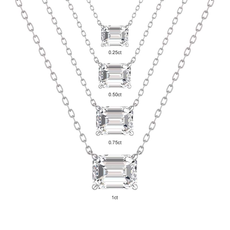 Marquee Lab Grown 1/2 Carat Floating Emerald Diamond Solitaire Pendant in 14K White Gold