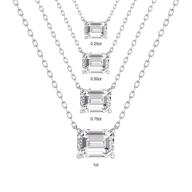 Marquee Lab Grown 3/4 Carat Floating Emerald Diamond Solitaire Pendant in 14K White Gold