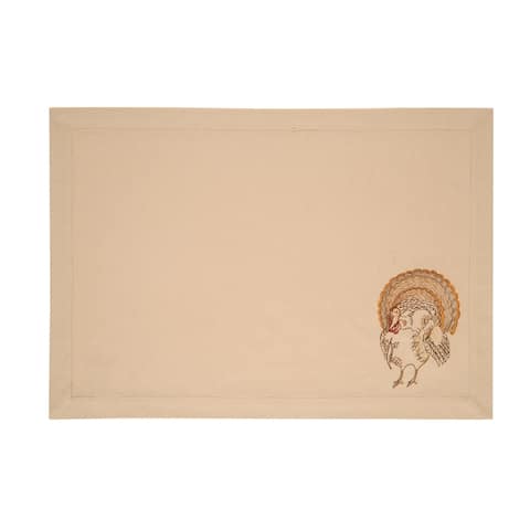 Gobble Gobble Single Embroidered Placemat - Brown