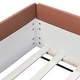 preview thumbnail 8 of 11, Full Size Upholstered Bed Grounded Bed Slats Platform Bed with Safety Fence and Stairs, Rectangle Framework Easy Assembly
