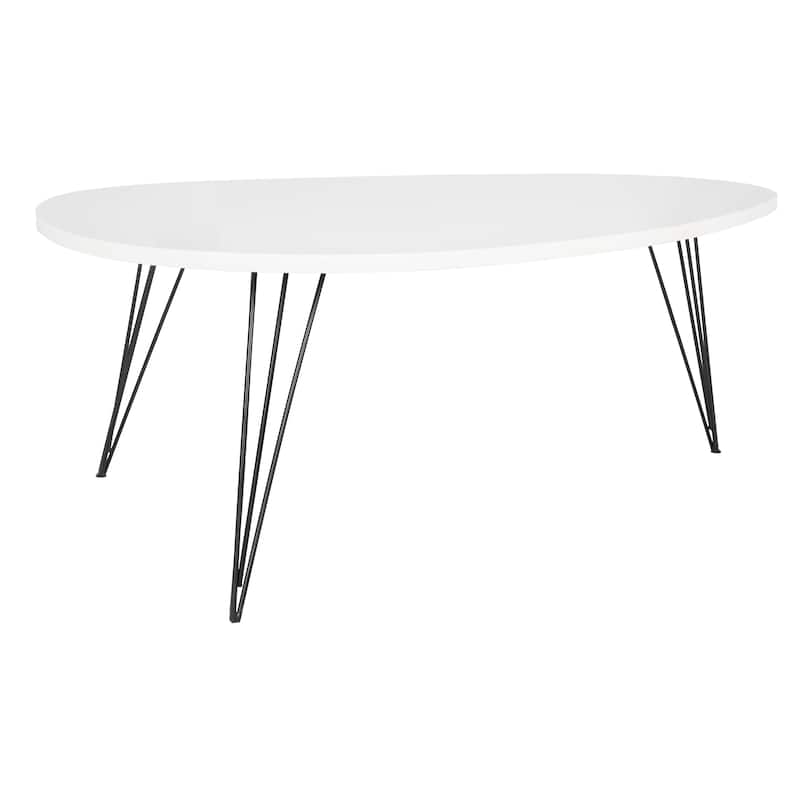 SAFAVIEH Mid-Century Wynton White/ Black Lacquer Coffee Table - 44"W x 32"D x 16"H