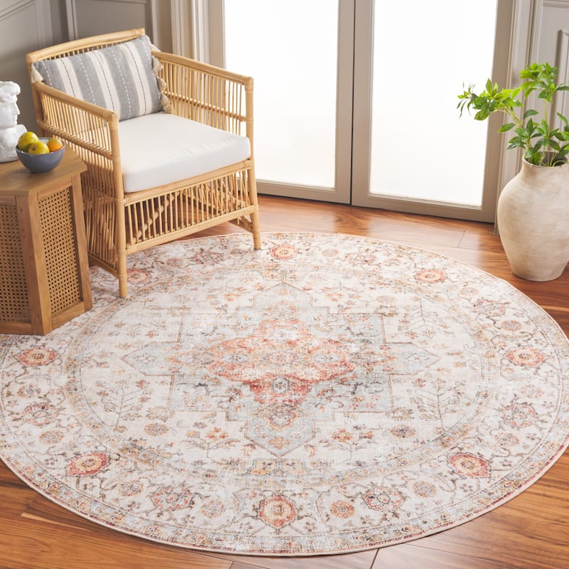 SAFAVIEH Arizona Minica Vintage Rug - 6' Round - Beige/Rust