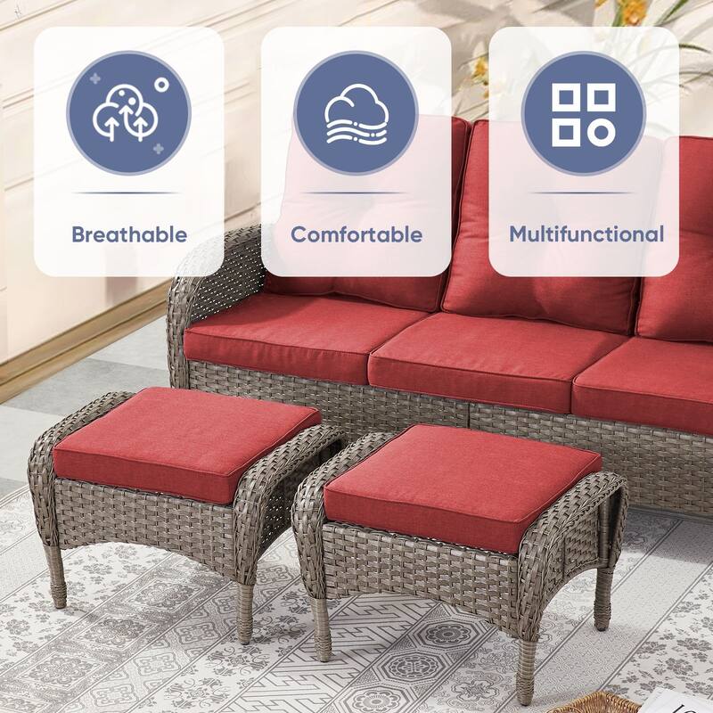 Gymojoy Outdoor Wicker Patio Furniture Loveseat Glider & Chair Set Weather-Resistant