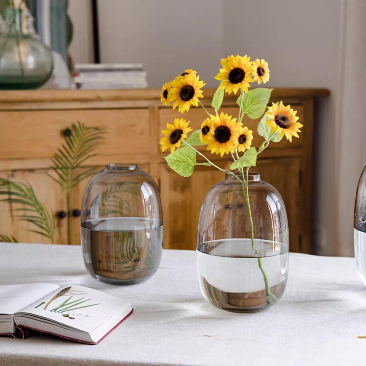 RusticReach Modern Clear Glass Vase