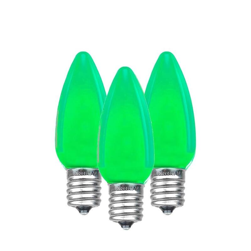 25 Pack C9 LED Plastic Ceramic Outdoor Christmas Replacement Bulbs, Multi - Green