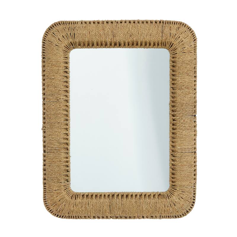Brown Rattan Room Wall Mirror - 32 x 3 x 40