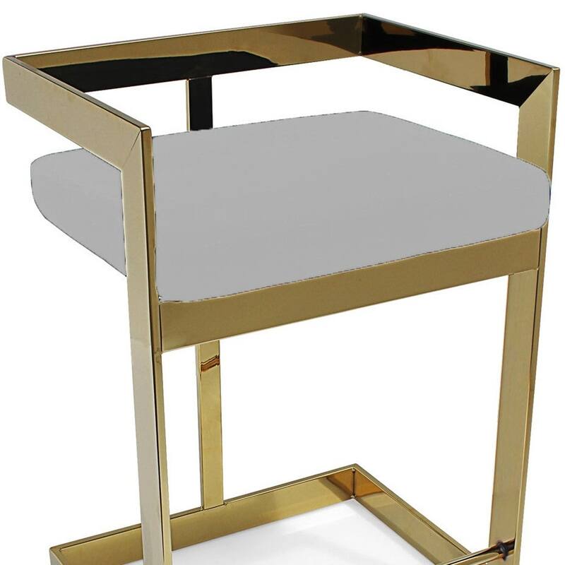HomeRoots 26" Gold and Gray Metal and Velvet Low Back Counter Height Bar Chair