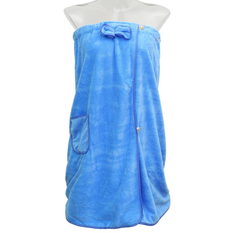 Bath Wrap Towel for Women Shower Adjustable Bath Wrap with Pocket - Blue