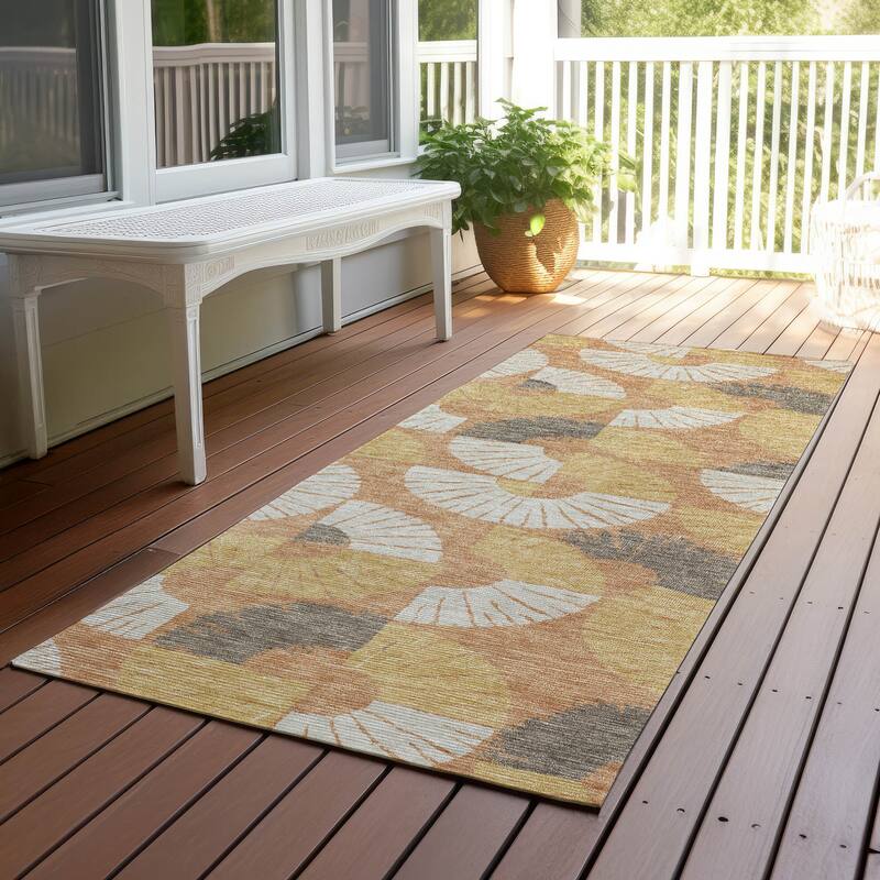 Machine Washable Indoor/ Outdoor Modern Jay Chantille Rug - Copper - 2'3" x 7'6"