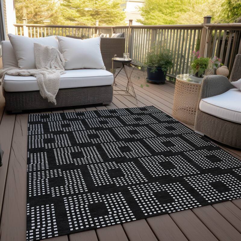 Machine Washable Indoor/ Outdoor Chantille Modern Houndstooth Rug