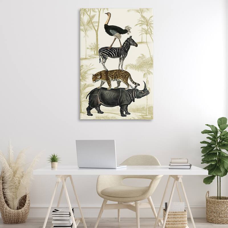 Stupell Tower of Safari Animals Canvas Wall Art Design By Victoria Barnes