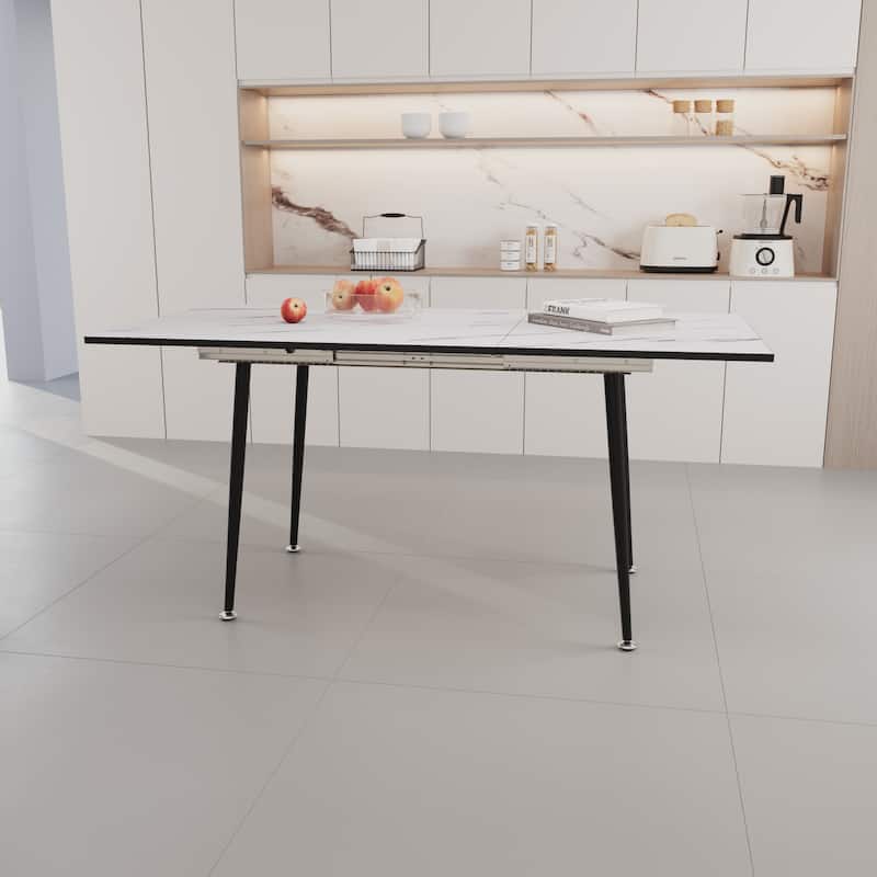 47"-63" Extendable MDF Modern Dining Table and Chair Set,Dining Table and Modern Dining Chair 4-Piece Set