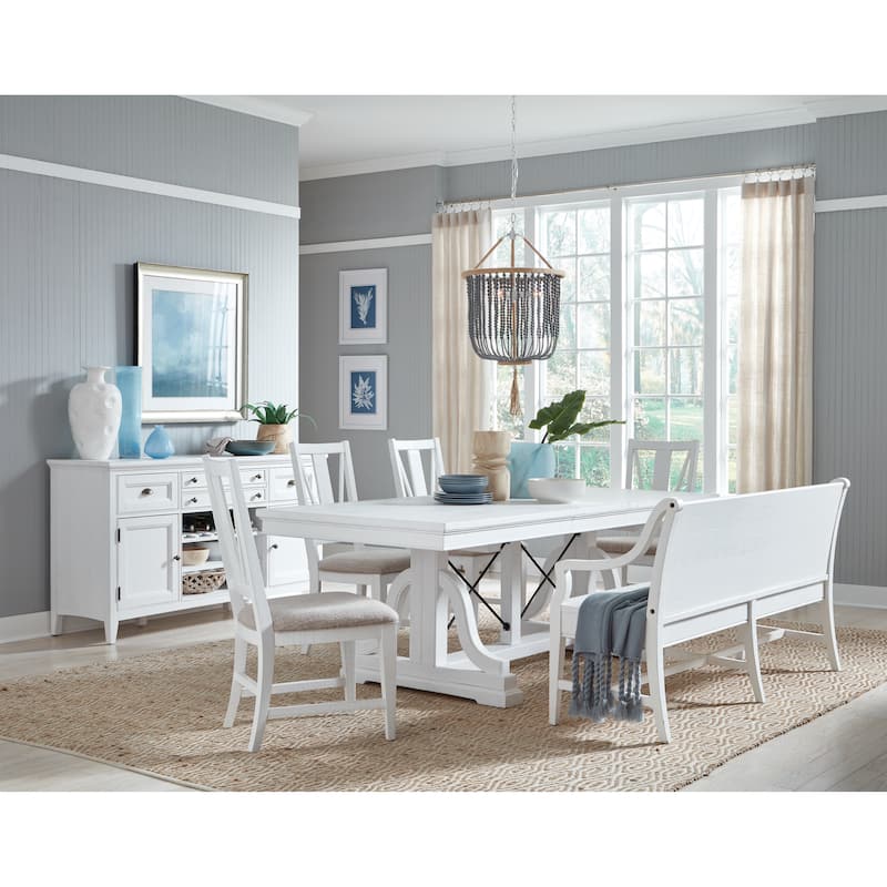 Magnussen Home Heron Cove Chalk White And Dovetail Grey Upholstered Side Chair Two Pack - 19.75''W x 23.25''D x 40''H