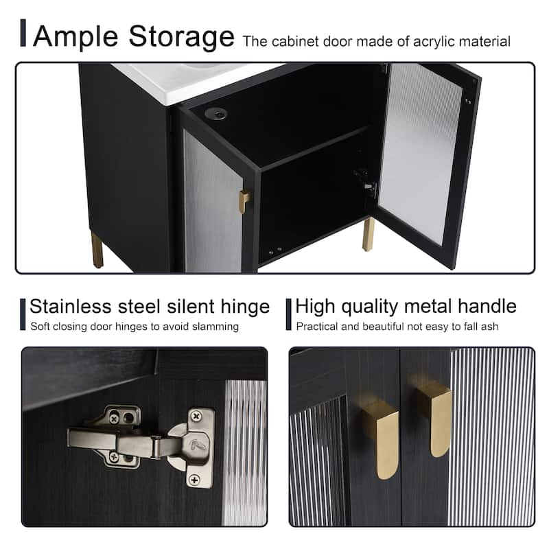 Malwee 28"/32" FreeStanding Bathroom Vanity, Floor Stand Bathroom Vanity with Ceramic Sink,Soft Close Door and Adjustable shelf