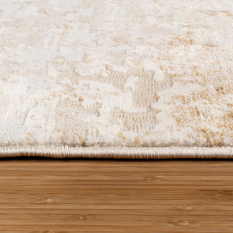 Gertmenian Quattro Alder Beige Polypropylene Modern Abstract Area Rug Runner - 2' 7" x 8'