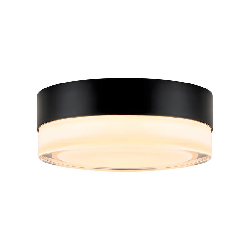 5.9"W Modern Black Circular Clear Frosted Glass Integrated LED Wall Sconce/Flush Mount Ceiling Light