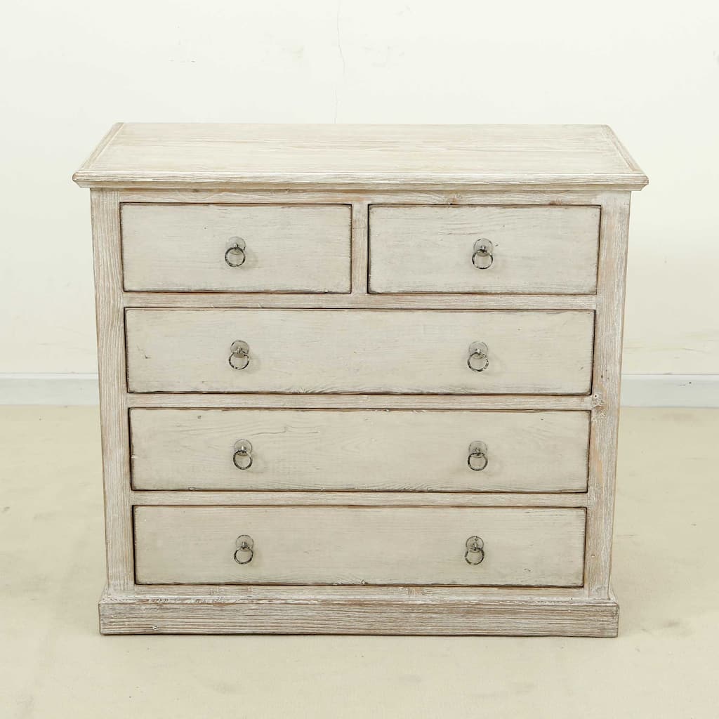 Artissance Reclaimed Shandong 5 Drawer Dresser, Antique Off White