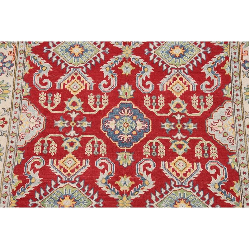 Red Kazak Oriental Area Rug Handmade Foyer Wool Carpet - 5'0" x 7'3"