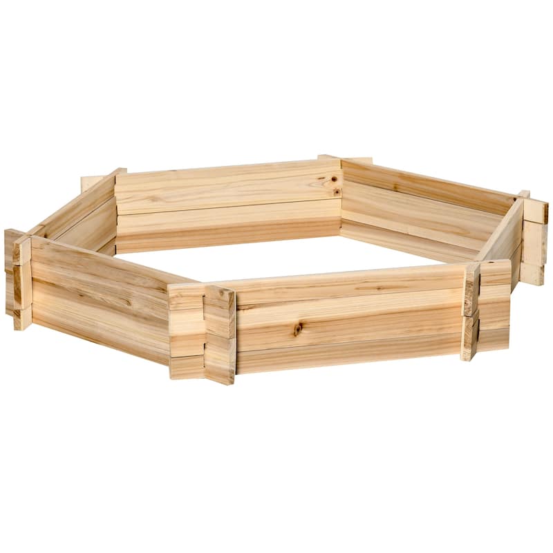 Outsunny 39'' x 36'' Screwless Raised Garden Bed, Hexagon Planter Box, Easy DIY Herb Garden for Vegetables Flowers