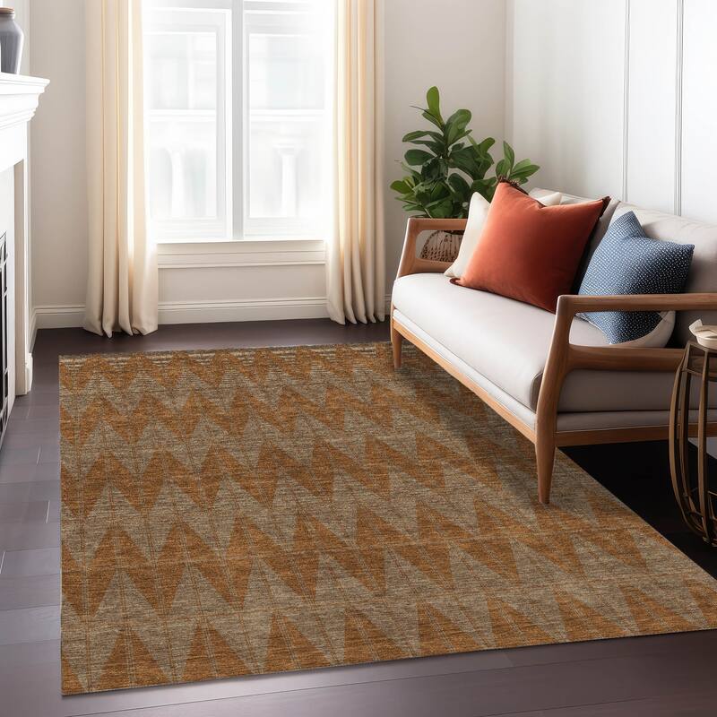 Machine Washable Indoor/ Outdoor Modern Zeke Chantille Rug
