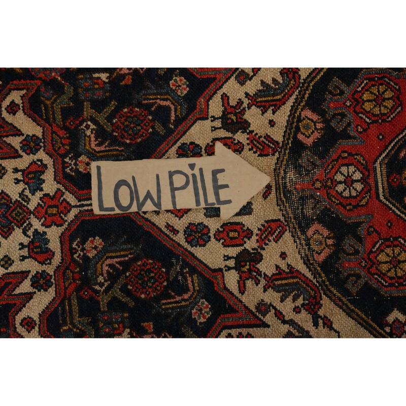 Hand Knotted Oriental 100% Wool Carpet Traditional Geometric Navy Blue & Blues Bibikabad Runner Rug - 13' 4'' X 3' 5''