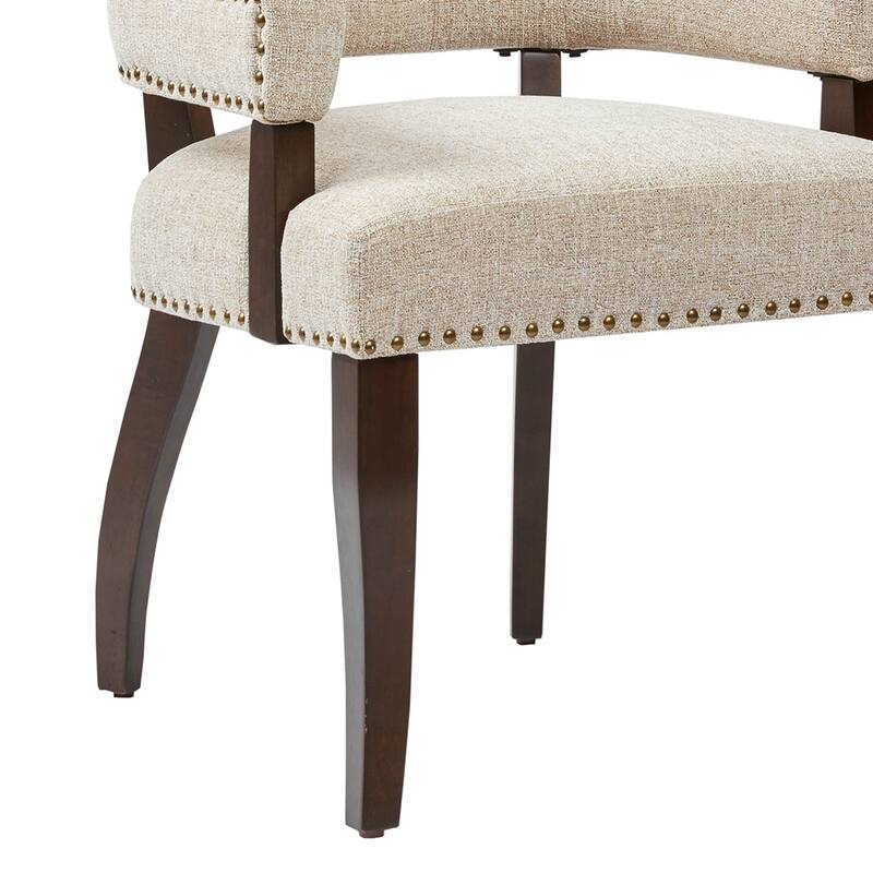 Dining Chair Set of 2, Solid Wood Frame Armchair with Nailhead Trim