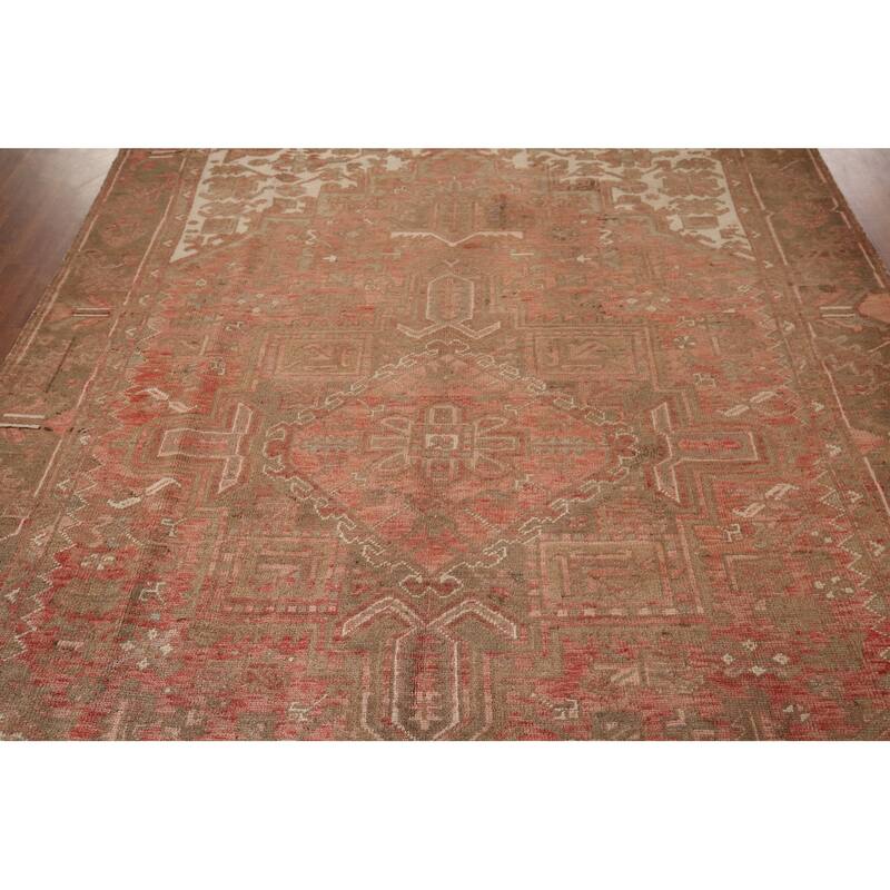 Geometric / Medallion Heriz Persian Vintage Rug Handmade Wool Carpet - 7'2"x 10'8"