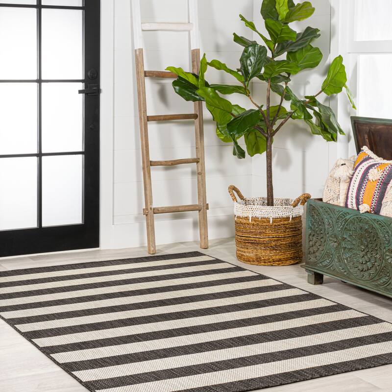 JONATHAN Y Vinales Two-Tone Wide Stripe Indoor/Outdoor Area Rug