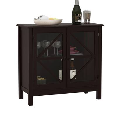 Kitchen Cabinet with Dual Doors Dust-free storage for Living Room Dining Room,Brown