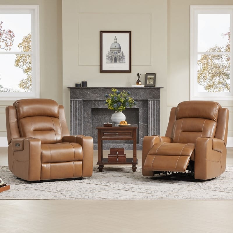 Anya Power Genuine Leather Recliner Chair Lay Flat Recliner
