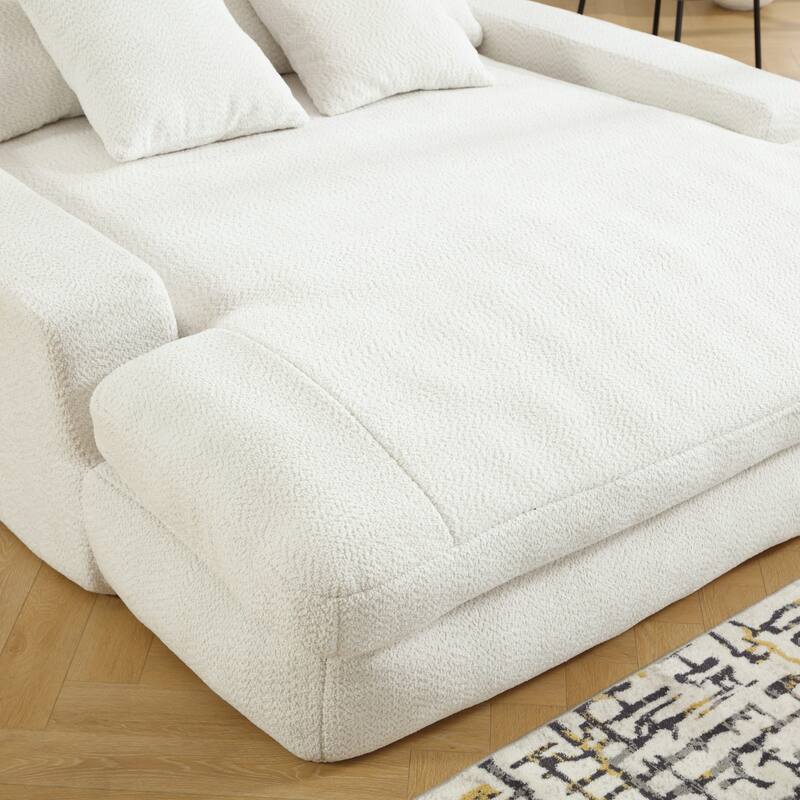 Chenille double spacious lazy sofa Living room Comfortable deep seat sofa with five pillows