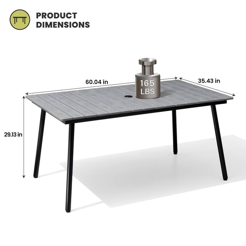 Crestlive Products Outdoor Rectangle Aluminum Dining Table with Umbrella Hole
