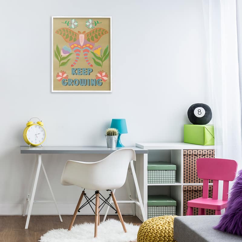 Stupell Keep Growing Butterfly Framed Giclee Art Design By Julia Fox